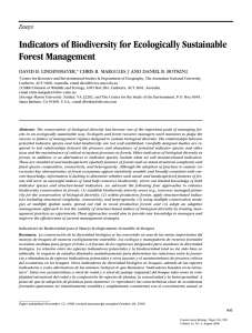 Indicators of Biodiversity for Ecologically Sustainable Forest Management Essays