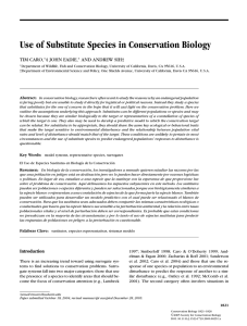 Use of Substitute Species in Conservation Biology TIM CARO, ‡ JOHN EADIE,