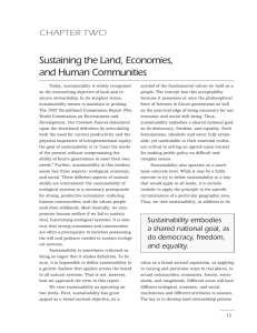 Sustaining the Land, Economies, and Human Communities CHAPTER TWO
