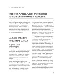 Proposed Purpose, Goals, and Principles for Inclusion in the Federal Regulations