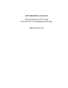 COST-BENEFIT ANALYSIS The Final Rule (36 CFR 219) for USDA Forest Service