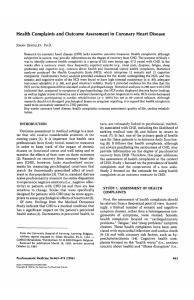 Health Complaints and Outcome Assessment in Coronary Heart Disease