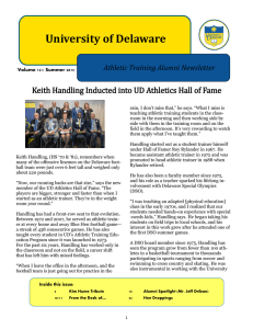 University of Delaware Athletic Training Alumni Newsletter Volume 12– Summer 2015