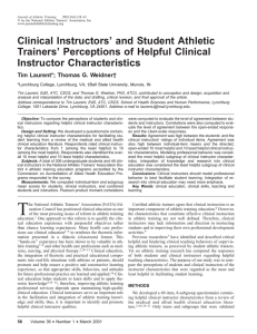 Clinical Instructors’ and Student Athletic Trainers’ Perceptions of Helpful Clinical Instructor Characteristics
