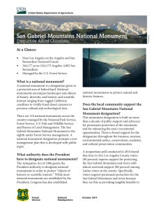 San Gabriel Mountains National Monument Frequently Asked Questions At a Glance: