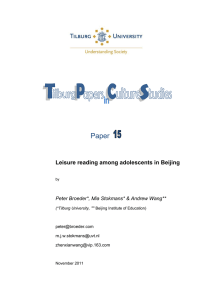 Paper  Leisure reading among adolescents in Beijing