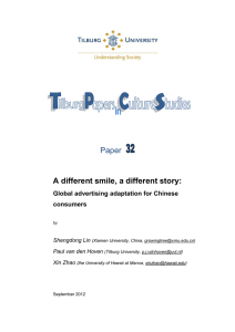 Paper  A different smile, a different story: Global advertising adaptation for Chinese