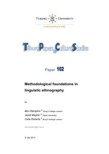 Paper  Methodological foundations in linguistic ethnography