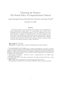 Clustering the Winners: The French Policy of Competitiveness Clusters ∗ Lionel Fontagné