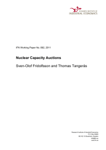 Nuclear Capacity Auctions Sven-Olof Fridolfsson and Thomas Tangerås