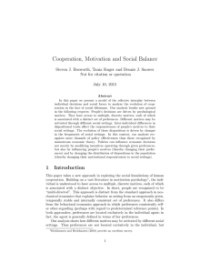 Cooperation, Motivation and Social Balance Not for citation or quotation