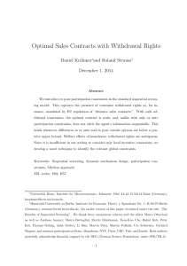 Optimal Sales Contracts with Withdrawal Rights Daniel Kr¨ahmer and Roland Strausz