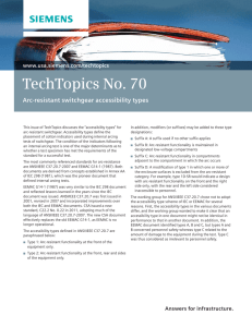 TechTopics No. 70 Arc-resistant switchgear accessibility types www.usa.siemens.com/techtopics