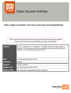 Water uptake in biochars: The roles of porosity and hydrophobicity