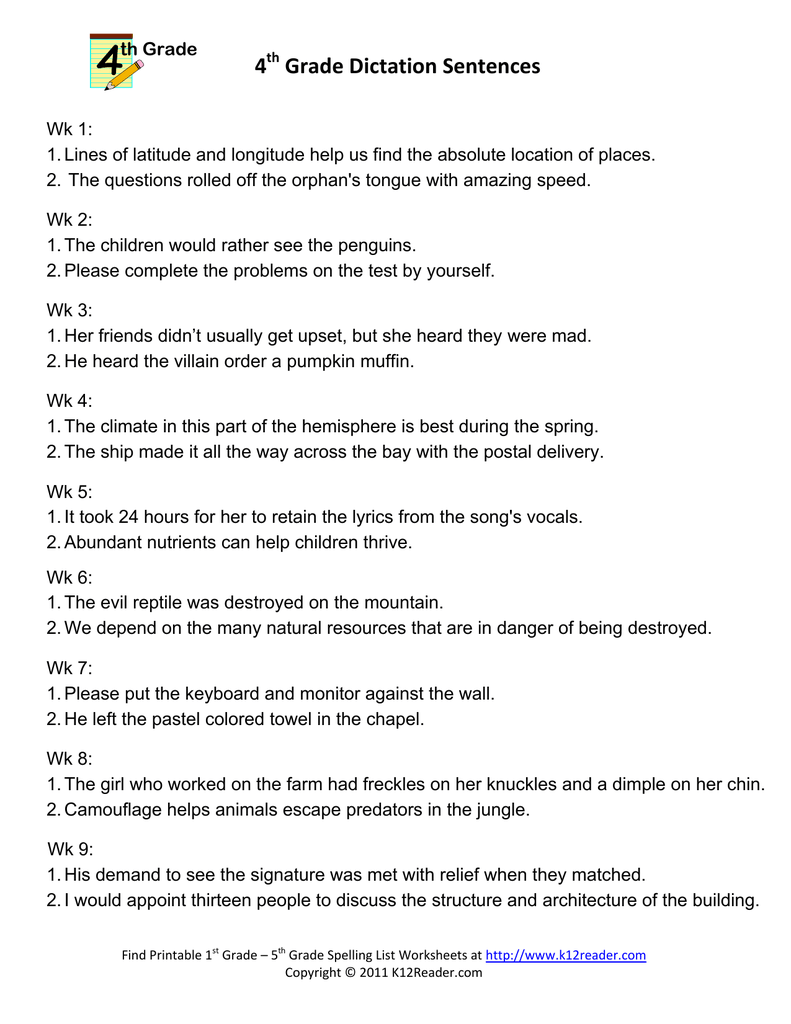 4-grade-dictation-sentences