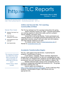 TLC Reports Newsletter March 2008 Volume 1  Issue 1