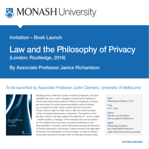 Law and the Philosophy of Privacy Invitation – Book Launch