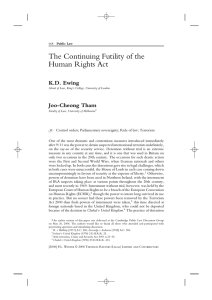 The Continuing Futility of the Human Rights Act K.D. Ewing Joo-Cheong Tham