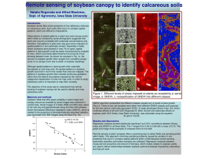 Remote sensing of soybean canopy to identify calcareous soils