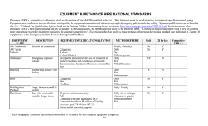 EQUIPMENT &amp; METHOD OF HIRE NATIONAL STANDARDS