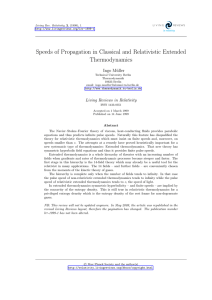 Speeds of Propagation in Classical and Relativistic Extended Thermodynamics Ingo M¨ uller