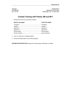 Combat Training with Pistols, M9 and M11 Change 2 Headquarters