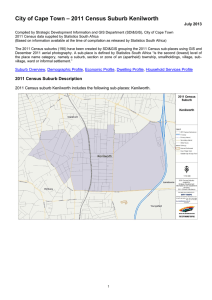 – 2011 Census Suburb Kenilworth City of Cape Town July 2013