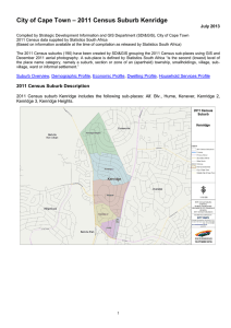 – 2011 Census Suburb Kenridge City of Cape Town July 2013