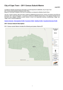 – 2011 Census Suburb Mamre City of Cape Town July 2013