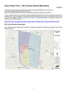 – 2011 Census Suburb Manenberg City of Cape Town July 2013