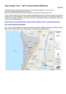 – 2011 Census Suburb Milnerton City of Cape Town July 2013