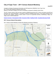 – 2011 Census Suburb Mowbray City of Cape Town July 2013