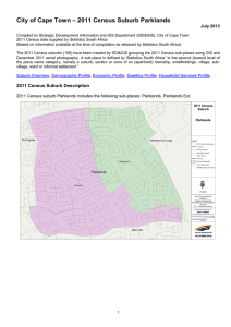 – 2011 Census Suburb Parklands City of Cape Town July 2013