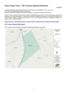– 2011 Census Suburb Parkwood City of Cape Town July 2013