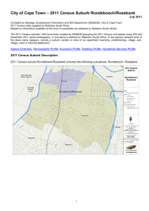 – 2011 Census Suburb Rondebosch/Rosebank City of Cape Town July 2013