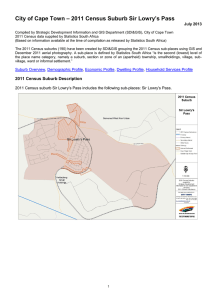 – 2011 Census Suburb Sir Lowry’s Pass City of Cape Town