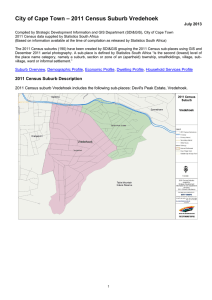 – 2011 Census Suburb Vredehoek City of Cape Town July 2013