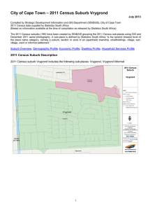 – 2011 Census Suburb Vrygrond City of Cape Town July 2013