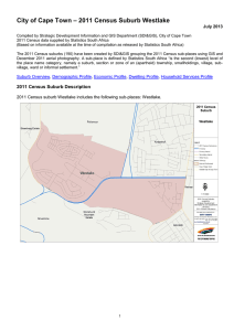 – 2011 Census Suburb Westlake City of Cape Town July 2013