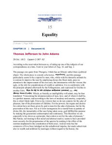 15 Equality Thomas Jefferson to John Adams