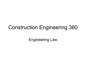 Construction Engineering 380 Engineering Law