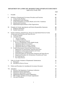 DEPARTMENT OF LANDSCAPE ARCHITECTURE GOVERNANCE DOCUMENT Approved by Faculty 2008  page