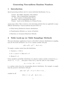 Generating Non-uniform Random Numbers 1 Introduction