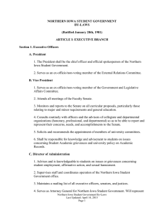 NORTHERN IOWA STUDENT GOVERNMENT BY-LAWS  (Ratified January 28th, 1981)