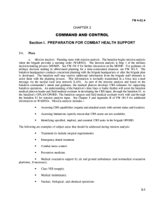 COMMAND AND CONTROL Section I.  PREPARATION FOR COMBAT HEALTH SUPPORT