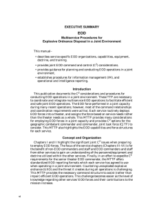 EOD EXECUTIVE SUMMARY Multiservice Procedures for Explosive Ordnance Disposal in a Joint Environment