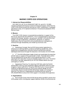 MARINE CORPS EOD OPERATIONS Chapter IV 1. Interservice Responsibilities