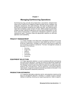Managing Earthmoving Operations Chapter 1