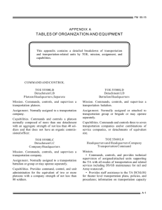 TABLES OF ORGANIZATION AND EQUIPMENT APPENDIX A