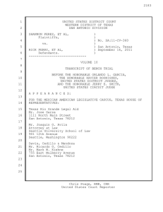 2183 1 UNITED STATES DISTRICT COURT WESTERN DISTRICT OF TEXAS